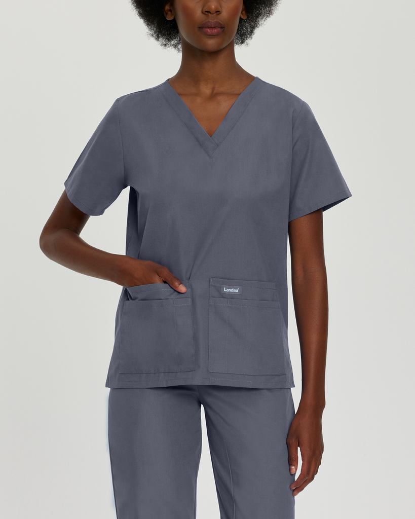 Comfortable scrubs for nurses in steel grey