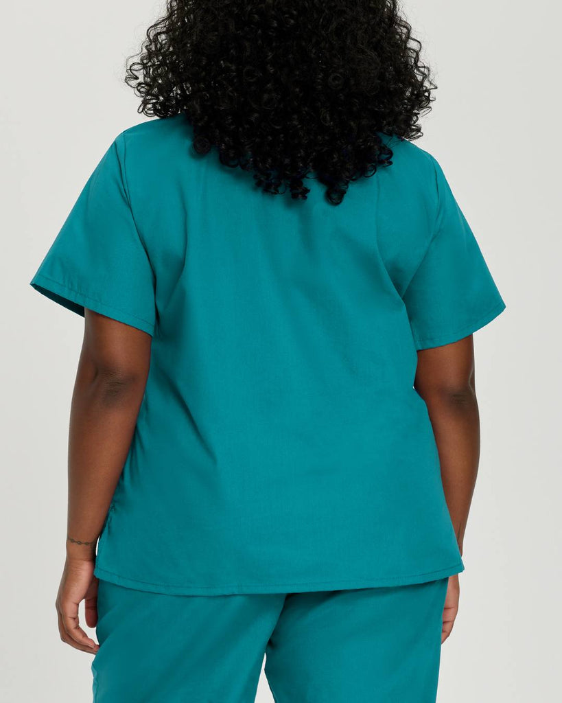 Medical scrub top by Landau, comfortable and durable in teal