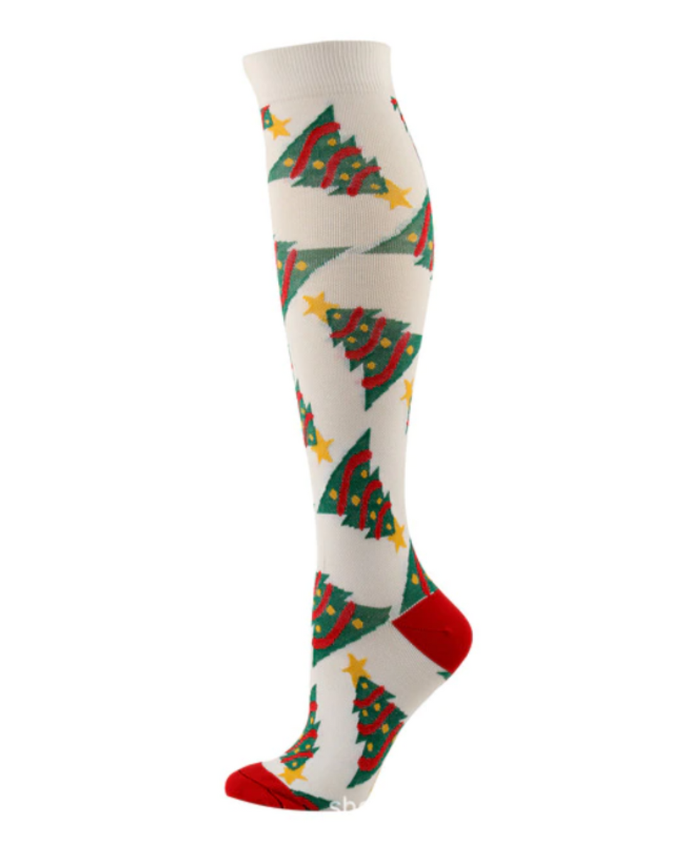 "Festive Trees" Compression Socks Hunter Scrubs