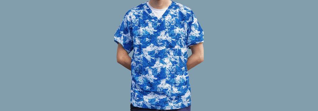 Patterned Scrub Tops Men