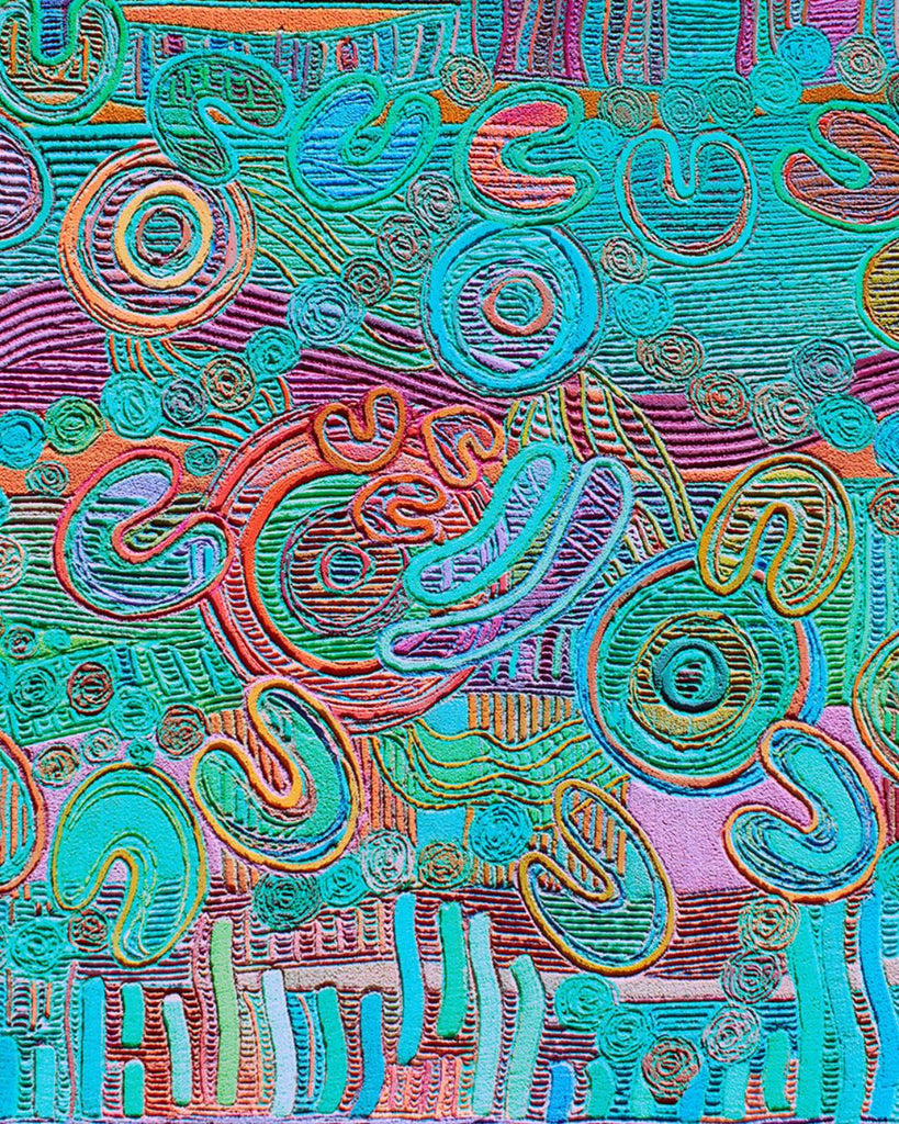 Teal/pink Indigenous Artwork