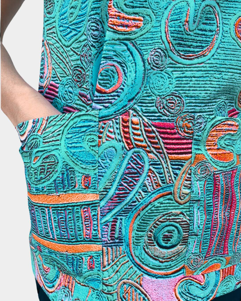 Teal and Orange Scrub Tops with Pockets