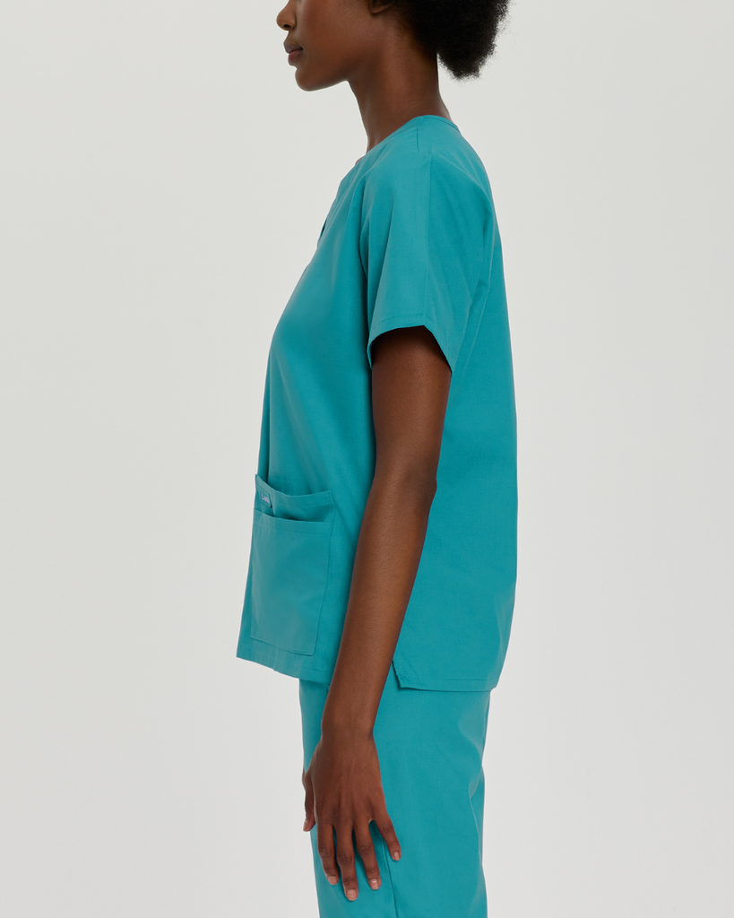 Teal-coloured scrub top by Landau for nurses and medical workers