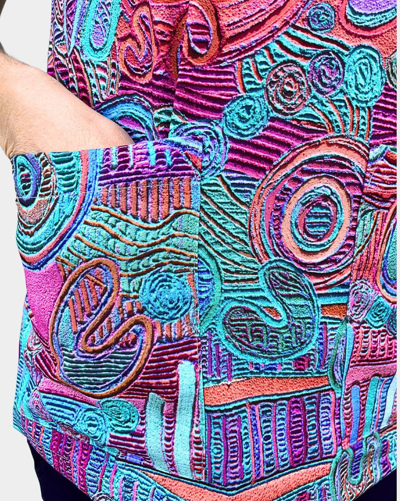Indigenous Patterned Scrub Top with Pockets