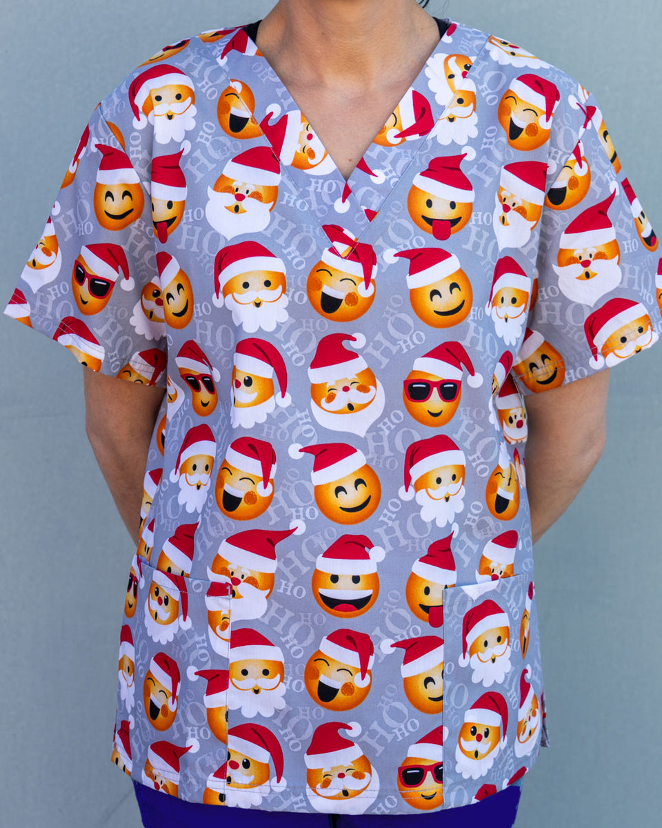 Emoji Christmas Men's Scrub Top Men's Christmas Scrubs Australia