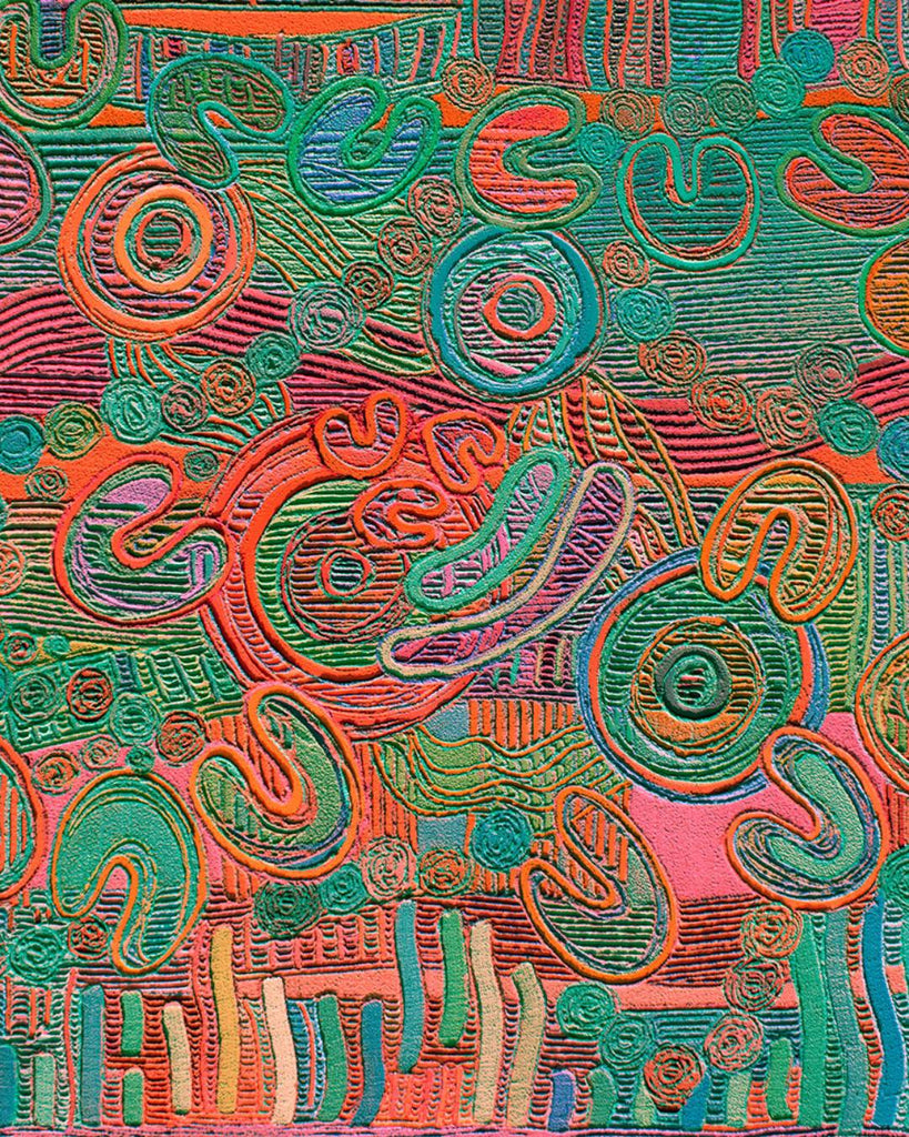 Orange and Green Indigenous Print Artwork