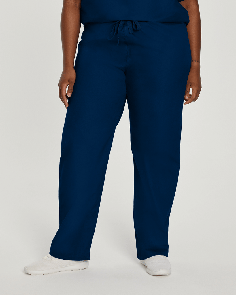 Navy Blue Unisex Elastic Drawstring Scrub Pants