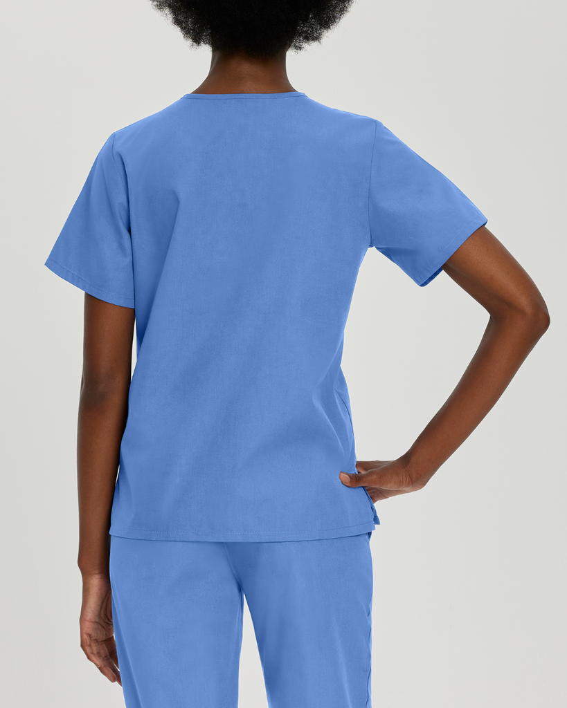 landau essentials 4 pocket ceil blue scrubs