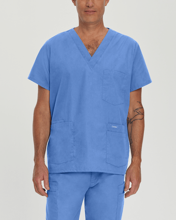 Ceil blue v-neck men's scrub top