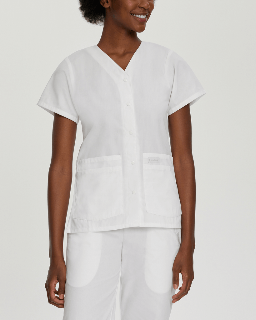 White V-neck tunic medical scrubs for women